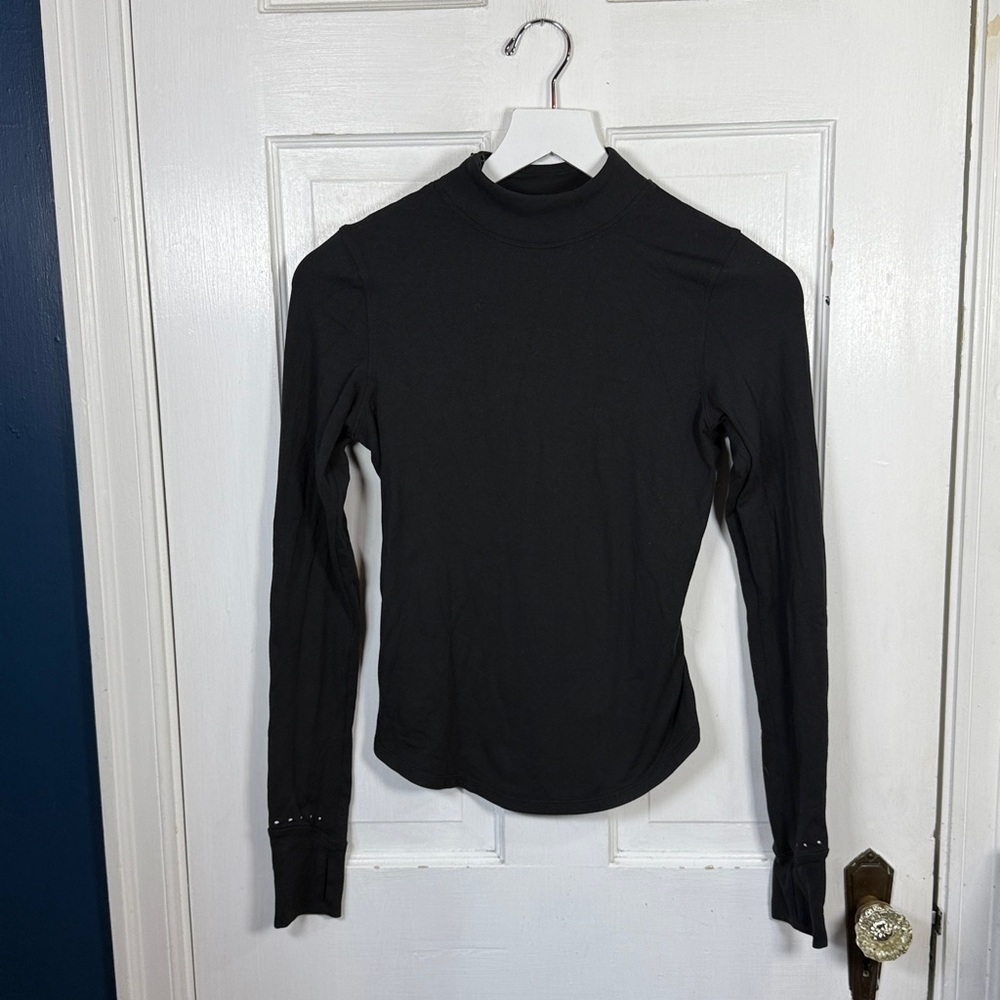 Lululemon Rulu Running Long-Sleeve Mock Neck Shirt in Black W2172 Sz 2 - Picture 6 of 12